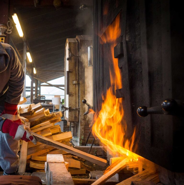 Wood Kiln building with Fred Olsen